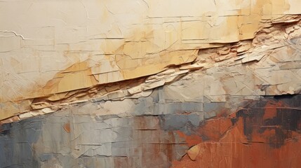 A close-up of a textured rock formation, highlighting its rugged surface with brush art paint