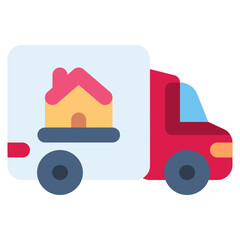 Naklejka premium moving house vector icon. real estate icon flat style. perfect use for logo, presentation, website, and more. simple modern icon design color style