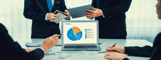 Business data dashboard analysis by computer software . Investment application display business...