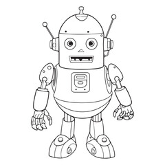 coloring page a funny robot