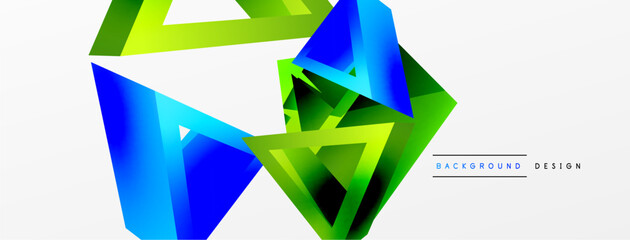 3d triangle abstract background. Basic shape technology or business concept composition. Trendy techno business template for wallpaper, banner, background or landing