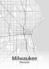 Milwaukee Wisconsin minimalist map - obrazy, fototapety, plakaty