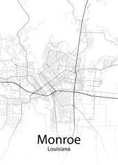 Fototapeta na wymiar Monroe Louisiana minimalist map