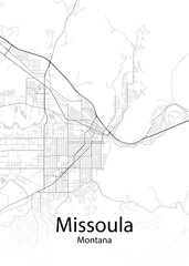 Fototapeta na wymiar Missoula Montana minimalist map