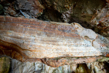 Composed Layers of Calcite Carbonate in a Cave