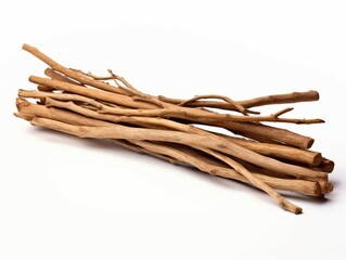 Stack of Dry branches isolated on white background