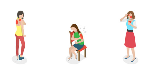 3D Isometric Flat  Conceptual Illustration of Skin Acne And Allergy, Skincare and Dermatology