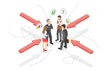 3D Isometric Flat  Conceptual Illustration of Customer Focused Approach, Target Audience Segmentation