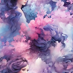 Obraz premium floral fairies seamless wallpaper