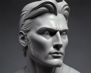 Sculpture of man face only background from Generative AI