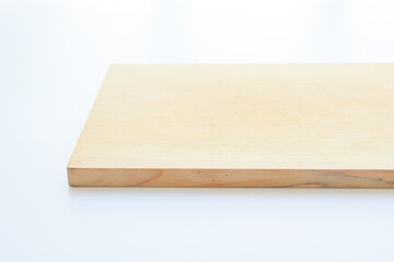 wooden cutting board isolated on white background, plank wood in the kitchen