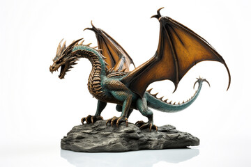 Obraz premium A bronze dragon figurine on a white background