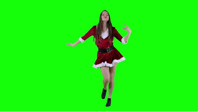 Captivating Holiday Choreography Attractive Dancer in Christmas Outfit