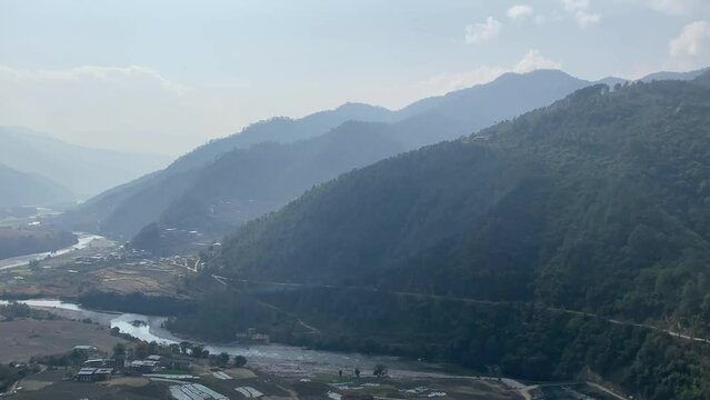 Khamsum Yulley Namgyal Chorten memorial place at the hill in Punakha, Bhutan