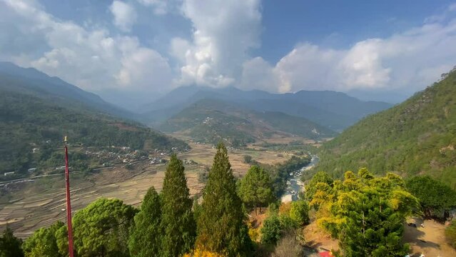 Khamsum Yulley Namgyal Chorten memorial place at the hill in Punakha, Bhutan