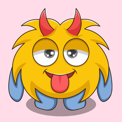 Cute Sleepy Yellow Monster Illustration