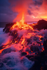 Ocean Sunset Zoo: Spectacular Sight of Massive Lava Flow