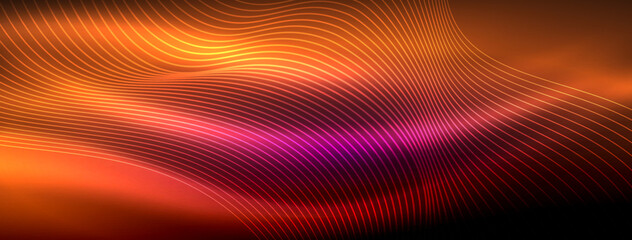 Glowing neon wave abstract background - vibrant, luminescent waves pulsate in a captivating and electrifying display