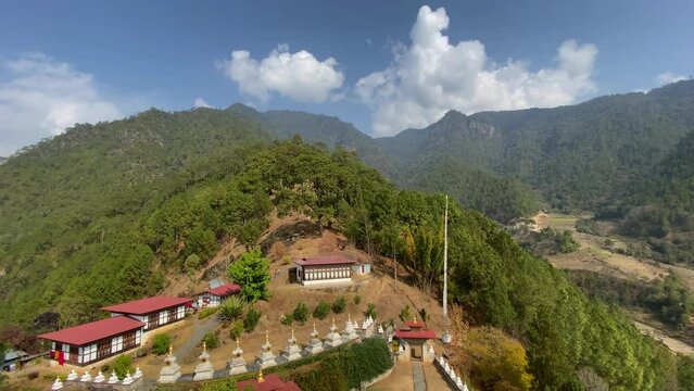 Khamsum Yulley Namgyal Chorten memorial place at the hill in Punakha, Bhutan
