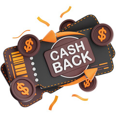 Cashback Voucher - Black Friday Sale 3D Illustration