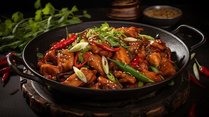 Fototapeta premium Spicy Szechuan Chicken Stir-Fry Dish