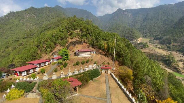 Khamsum Yulley Namgyal Chorten memorial place at the hill in Punakha, Bhutan