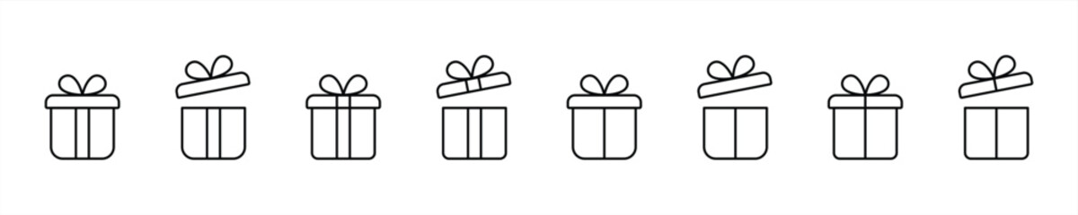 gift box icon set. christmas gift box icon thin line simple symbol sign collections, vector illustration