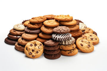 Assorted cookies on white background - isolated