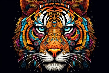 模様のある虎の顔,Generative AI AI画像