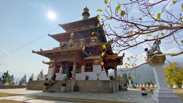 Khamsum Yulley Namgyal Chorten memorial place at the hill in Punakha, Bhutan