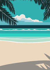 Fototapeta na wymiar Landscape of tropical beach and turquoise blue sea.