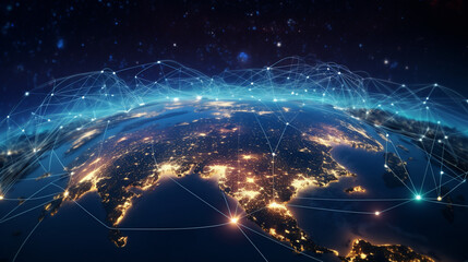 Network connection technology global communicate on the earth