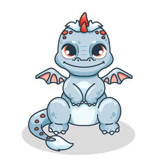 Cartoon Blue Dragon Vector Illustration