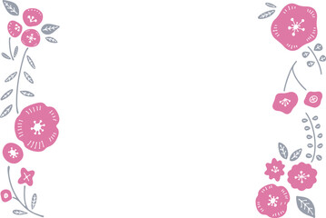 北欧風のピンクの花のフレーム