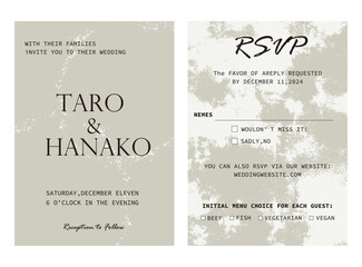 結婚式の招待状、大理石風のベクターデザインの背景。背景、ちらし、招待状のベクターテンプレート