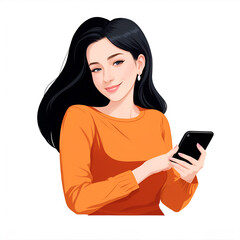 Naklejka premium young woman playing smartphone