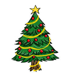 Colorful christmas tree with  Lights Hand Drawing PNG Translparent