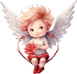 Fototapeta premium Angel with wings Baby Angel Valentine love illustration