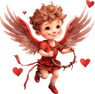 Cupid Boy angel with wings Baby Angel Valentine love illustration