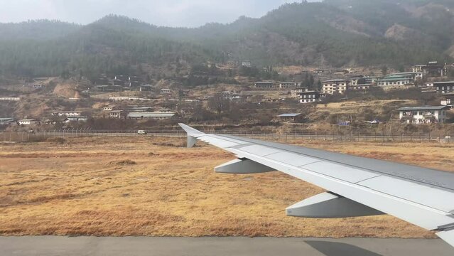 Plane landing to Bhutan Airport