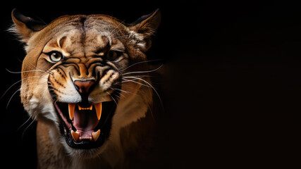 Obraz premium A tiger is in an alert position ready to pounce on its prey