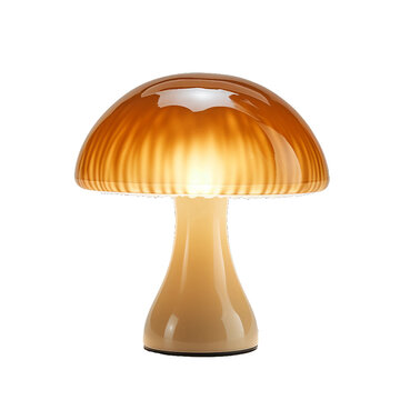Lamp shaped like a mushroom, transparent background, isolated image, generative AI