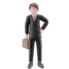 Businessman with briefcase 3d Illustration