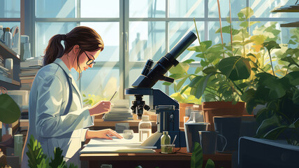 Scientist with natural drug research, Natural organic and scientific extraction in glassware - obrazy, fototapety, plakaty