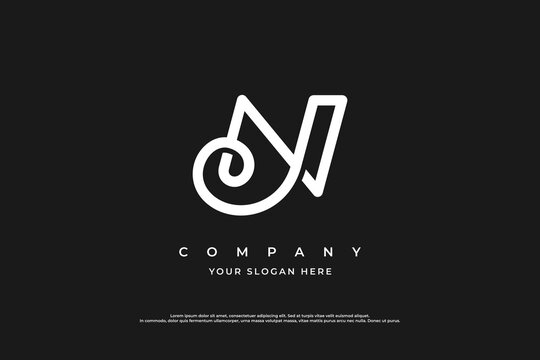 Stylish Initial Letter JN Logo or NJ Logo Design Vector