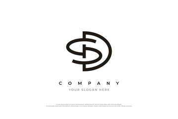 Initial Letter SD Logo or DS Monogram Logo Design Vector
