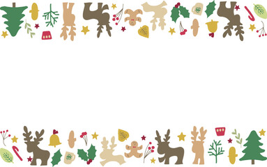 クリスマスの飾りイラスト。クリスマスの可愛いベクターイラスト。手描きのクリスマスオーナメント背景。Christmas decorations illustration. Cute Christmas vector illustration. Hand drawn Christmas ornament background.