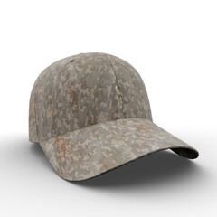 Cap on White Background for Mockup. 3D Illustration. File with Clipping Path.