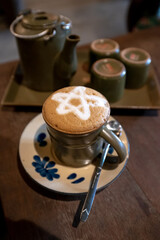 Vietnam hot coffee in a brown coffee cup