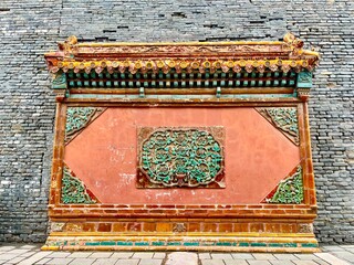 Chinese style decorated wall, Beiling Park, Shenyang, China